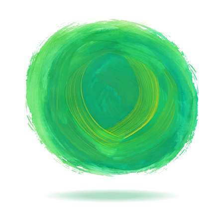 Green watercolor circle spot with shadow on white bacground vector illustrationのイラスト素材