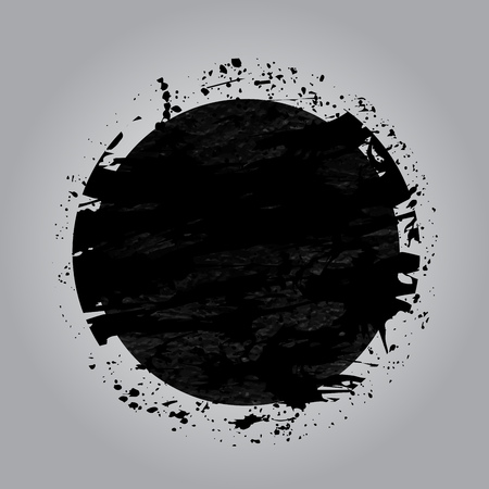 Ink grunge circle shape on grey background vector illustration. Abstract stamps. Round brush circleのイラスト素材