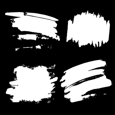 Set of grunge hand drawn white stains vector illustration. Abstract white bannersのイラスト素材