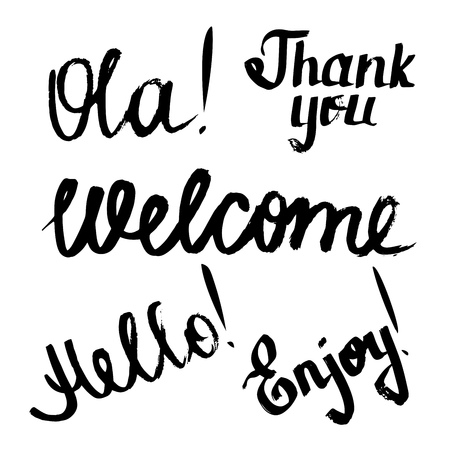 Set of ink grunge hand drawn lettering vector illustrationのイラスト素材