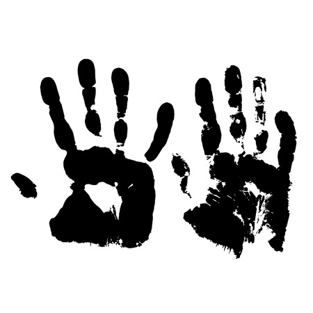 Human hand  grunge paint on white background vector illustration. Handprint. Imprint of human handsのイラスト素材