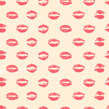 Seamless pattern with lips and spots vecror illustrationのイラスト素材