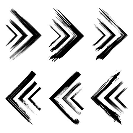 Set of ink grunge arrows. Hand drawn grunge elements vector illustrationのイラスト素材
