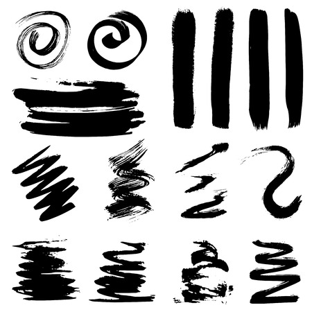 Set of artistic brushstrokes, paint splashes and ink spots. Abstract ink grunge set for design.のイラスト素材