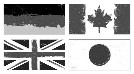 Set of grunge styled flags Germany, Canada, Great Britain, Japanのイラスト素材