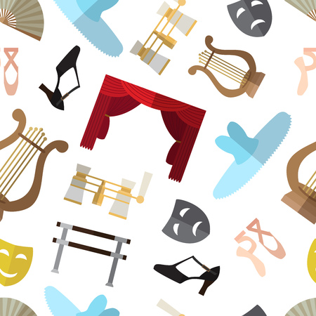 Seamless pattern with simple theater and ballet symbolsのイラスト素材