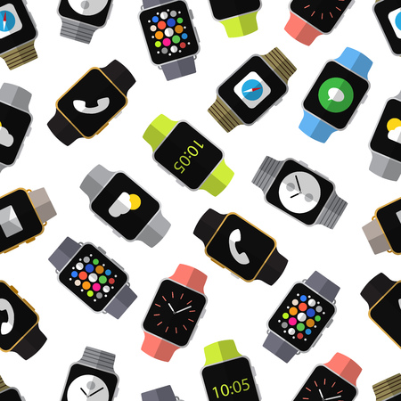 Seamless pattern with simple smart watch flat iconsのイラスト素材