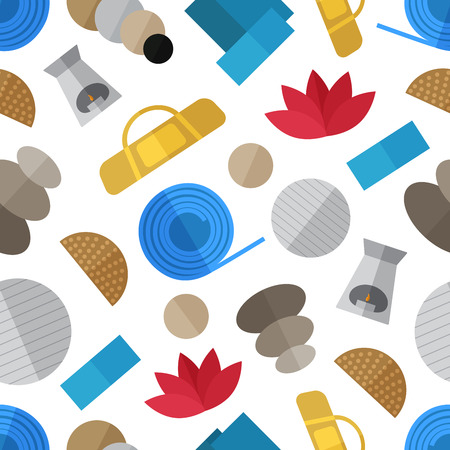 Seamless pattern with  simple yoga equipment flat iconのイラスト素材