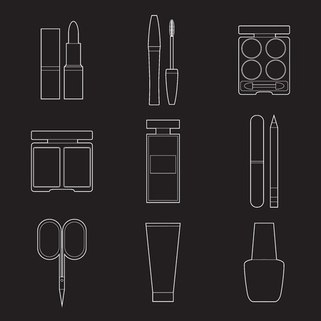 Set of simple cosmetic line art iconsのイラスト素材