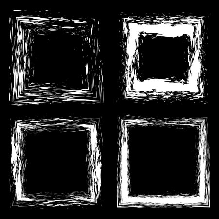 Set of grunge hand drawn splash paintbrush squares. Curved brush stroke vector illustration.のイラスト素材