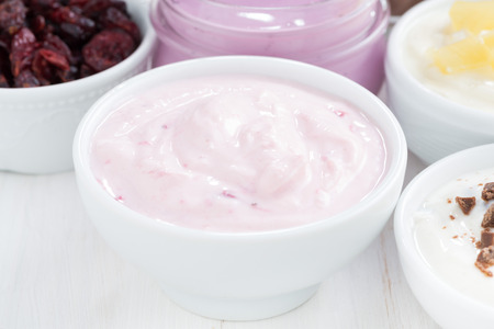 Delicious fruit yogurt, close-upの写真素材