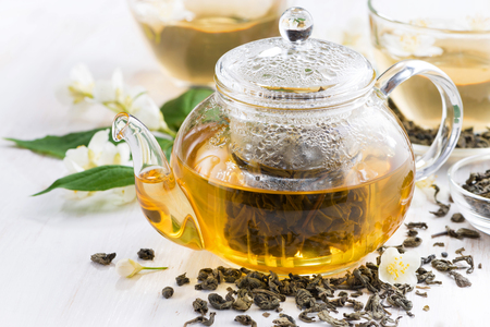 green tea with jasmin, horizontalの写真素材