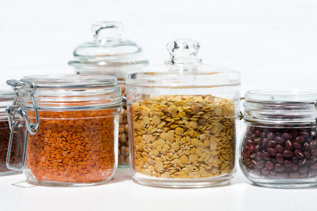 assortment of various cereals and legumes, horizontal closeupの写真素材