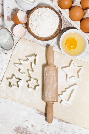 Ingredients for baking Christmas cookies.の写真素材
