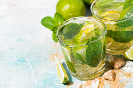 fresh cold mojito, top view horizontalの写真素材
