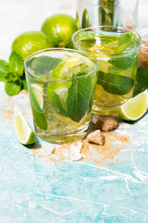 refreshing drink - cold mojito, top viewの写真素材