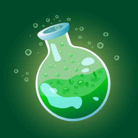 flask with green magic potionのイラスト素材