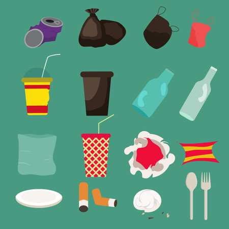 vector image Set of plastic garbageのイラスト素材