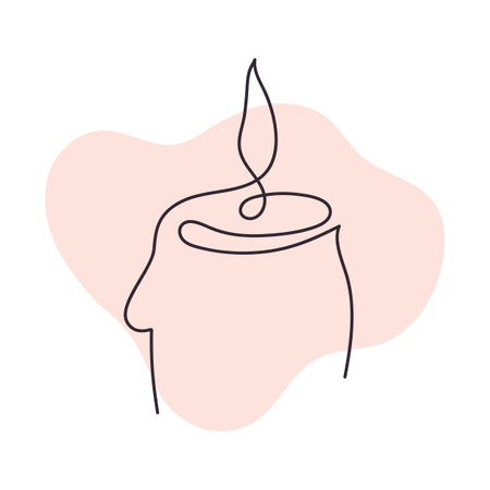 Candle silhouette in one line styleのイラスト素材