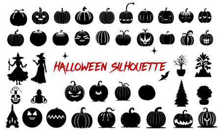 Black silhouettes for halloween dayのイラスト素材