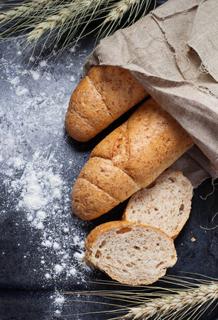 Rue bread with bran. Selective focusの写真素材