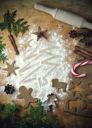 Ingredients for Christmas cookies. Selective focusの写真素材