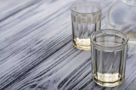 Glasses of Russian vodka. Selective focusの写真素材