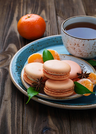 French macaroons with tangerine. Selective focusの写真素材