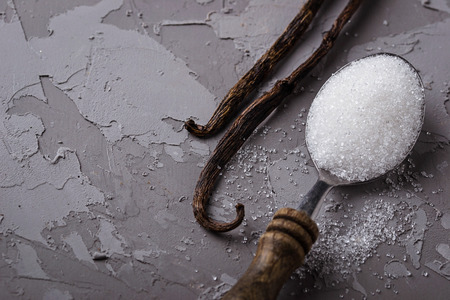 Vanilla pods and sugar. Selective focusの写真素材