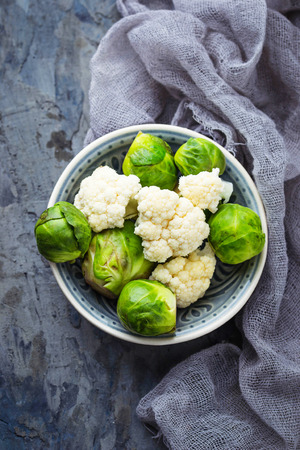 Brussels sprouts and cauliflower. Selective focusの写真素材