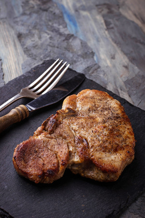 Grilled T-bone steak. Selective focusの写真素材