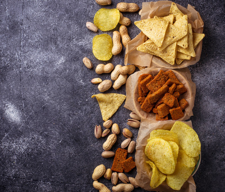 Various kind of snack to beer. Selective focusの写真素材