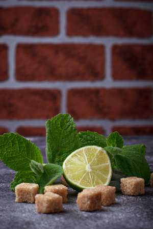 Ingredients for coocking mojito. Selective focusの写真素材