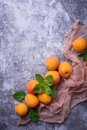 Sweet juicy apricots. Selective focusの写真素材