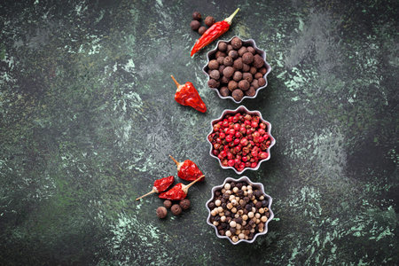 Different types of pepper. Selective focusの写真素材