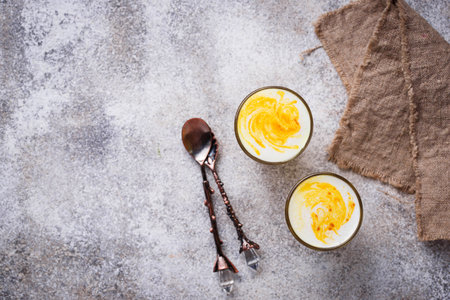 Healthy detox turmeric latte. Golden milk.の写真素材