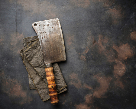 Butchers vintage cleaver for meatの写真素材