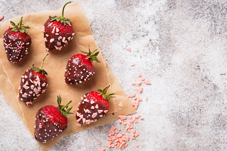 Strawberry in chocolate, delicious dessertの写真素材