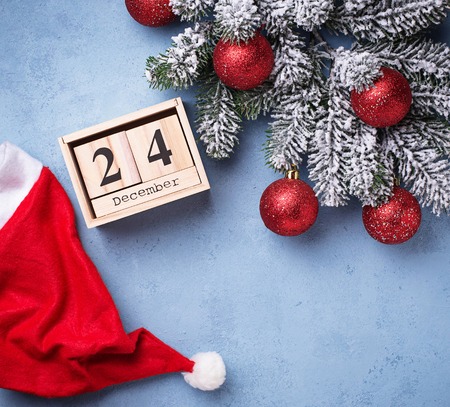 24 December on wooden calendarの写真素材