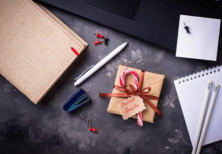 Secret Santa. Christmas celebration in the officeの写真素材