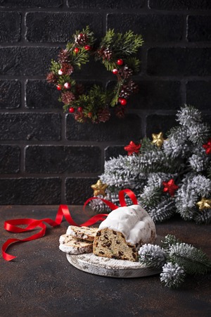 Traditional German Christmas cake stollenの写真素材