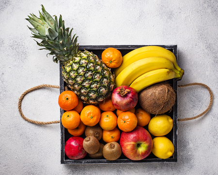 Assortment of fresh tropical fruitsの写真素材