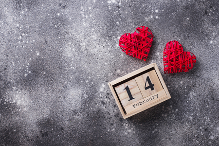 Valentines Day background with red heartsの写真素材