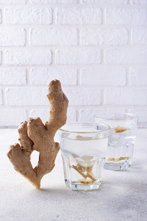 Water with ginger, detox healthy drinkの写真素材