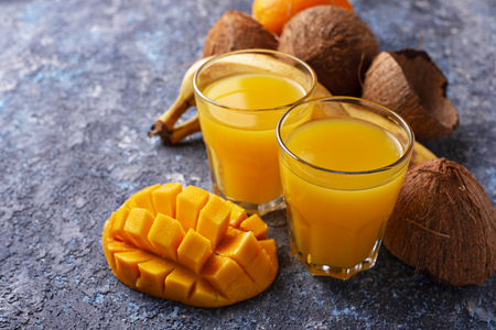 Fresh tropical mix fruit juiceの写真素材