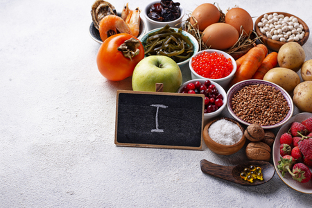 Healthy food containing iodine. Products rich in Iの写真素材