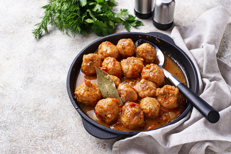 Homemade meatballs with tomato sauceの写真素材