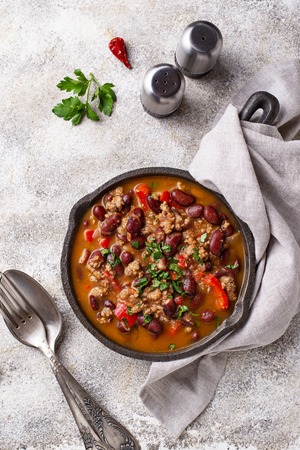 Traditional Mexican dish chili con carneの写真素材