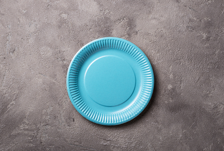 Eco friendly blue paper plateの写真素材