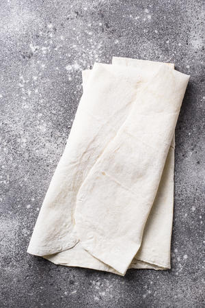 Armenian flat bread lavash on tableの写真素材